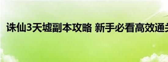 诛仙3天墟副本攻略 新手必看高效通关指南