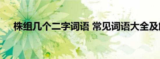 株组几个二字词语 常见词语大全及解析