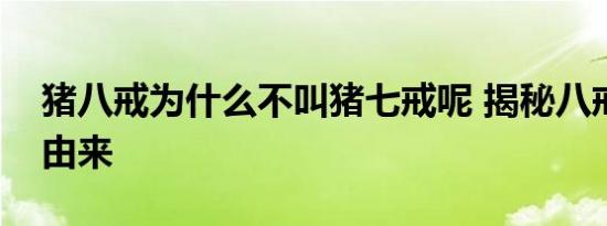 猪八戒为什么不叫猪七戒呢 揭秘八戒名字的由来