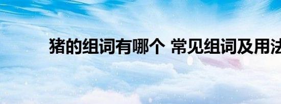 猪的组词有哪个 常见组词及用法