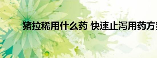 猪拉稀用什么药 快速止泻用药方案