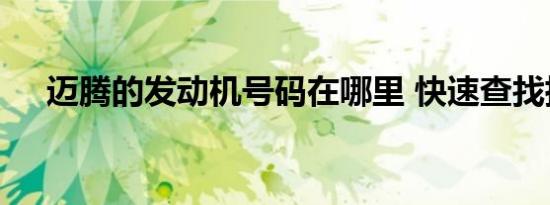 迈腾的发动机号码在哪里 快速查找指南