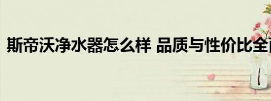 斯帝沃净水器怎么样 品质与性价比全面解析