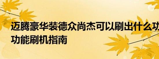 迈腾豪华装德众尚杰可以刷出什么功能 隐藏功能刷机指南