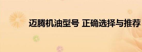 迈腾机油型号 正确选择与推荐